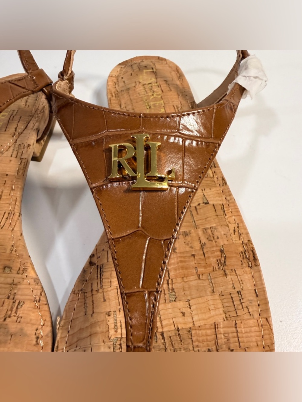 Ralph Lauren Ellington Brown Leather Thong Slingback Sandals Women’s Size 8.5 - Picture 11 of 13